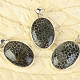 Black coral pendant oval Ag 925/1000
