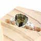 Vltavín prsten trigon 10 x 10mm standard Ag 925/1000 + Rh