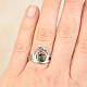 Vltavín a granáty prsten kulatý 7mm checker top brus Ag 925/1000 + Rh