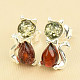 Earrings with amber cat green + honey Ag stud