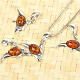 Silver pendant dolphin with amber Ag 925/1000