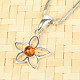 Flower pendant with amber honey Ag 925/1000
