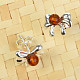 Amber honey earrings bow 4mm Ag stud