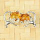 Earrings with amber cat Ag 925/1000