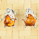 Amber honey earrings ladybird 6mm Ag stud