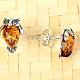 Earrings with amber owls Ag