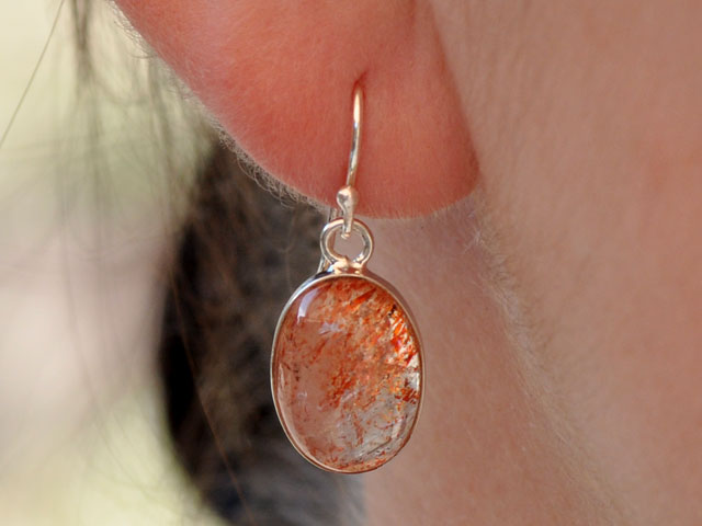 Silver earrings sunstone