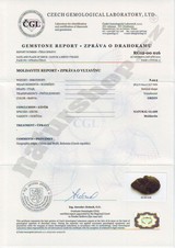 moldavite Chlumu certificate of authenticity Naturshop.cz